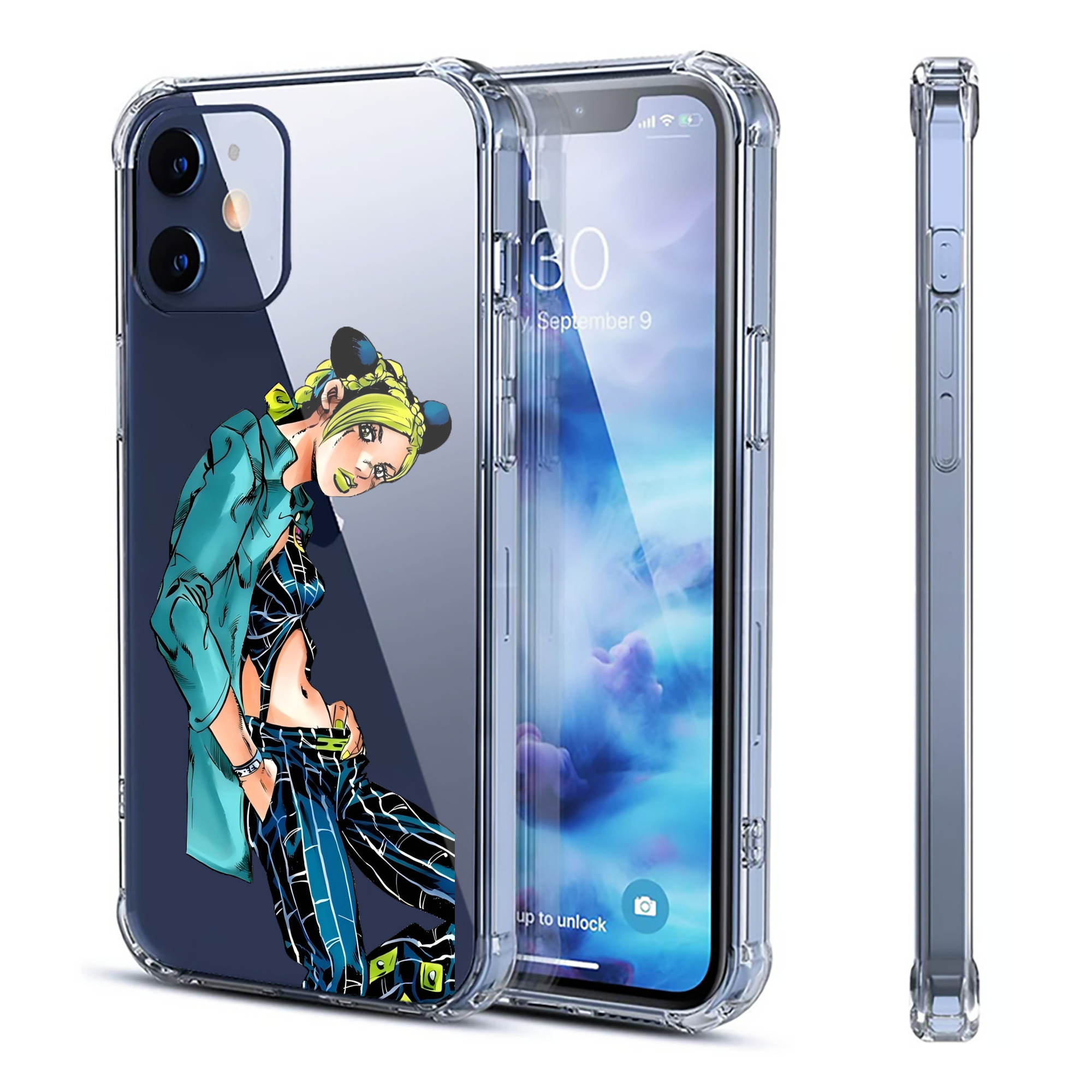 （画像用） "ジョジョの奇妙な冒険 くうじょう ジョリーン JoJo's Bizarre Adventure Jolyne Cujoh " 【iPhone 12シリーズ対応】透明スマホケース（クリアソフトケース）